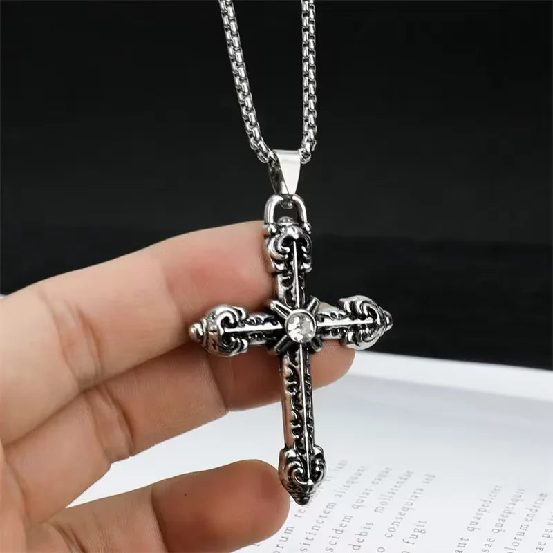 European And American Fashion Personality Retro Gothic Cross Necklace For Men And Women Street Hip-Hop Trendsetters Versatile Pe