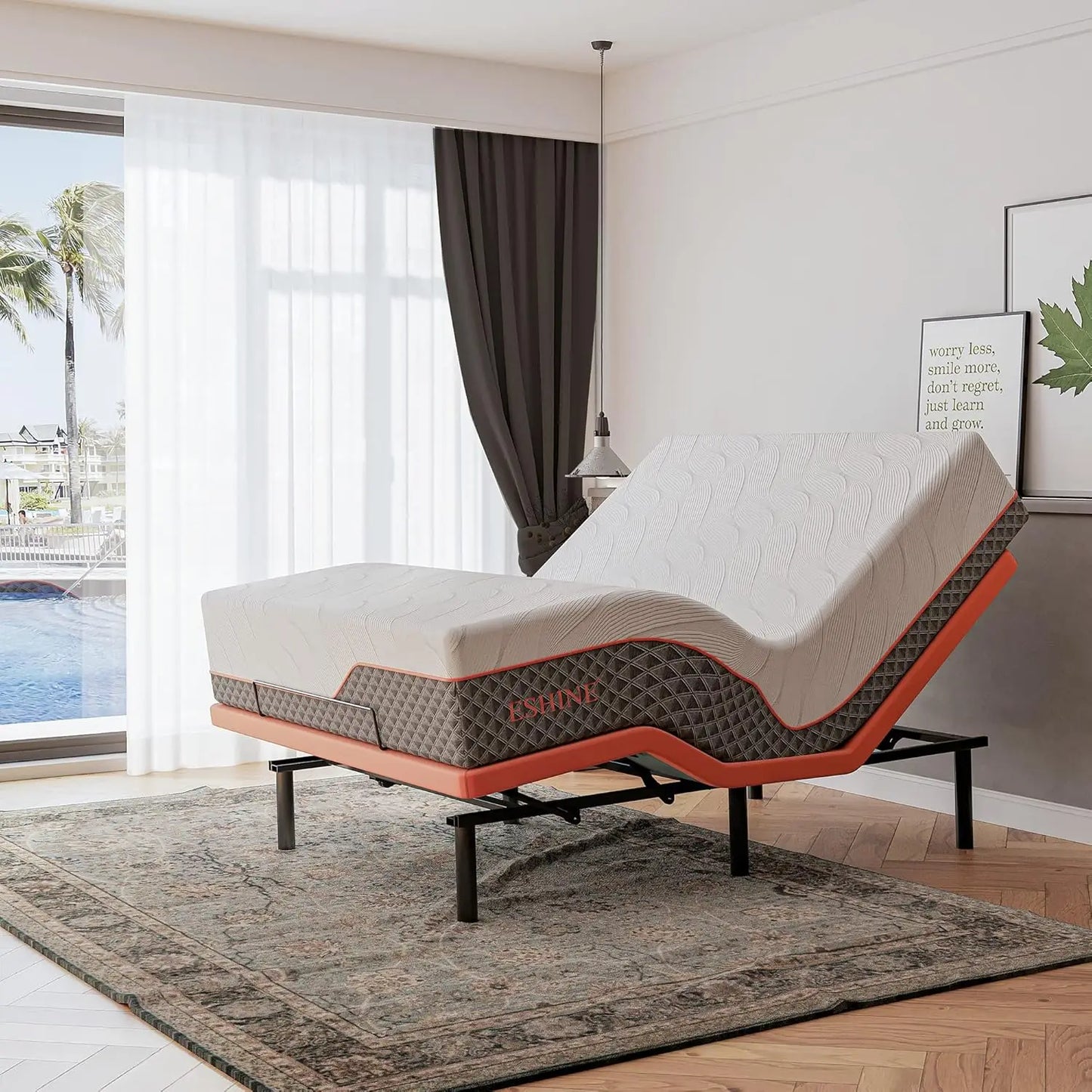 Queen Adjustable Bed Frame - 14“ Luxury Cool Gel Memory Foam Hybrid Mattress, Adjustable Bed Frame