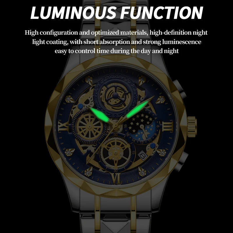 Fashion Man Wristwatch Waterproof Luminous Chronograph Watch for Men Stainless Steel Men's Quartz Watches reloj hombre 2024 New