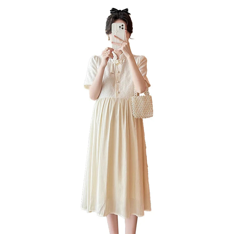 Pregnant Women's Clothing 2025 Summer Fashion New Style Loose and Slimming Dress