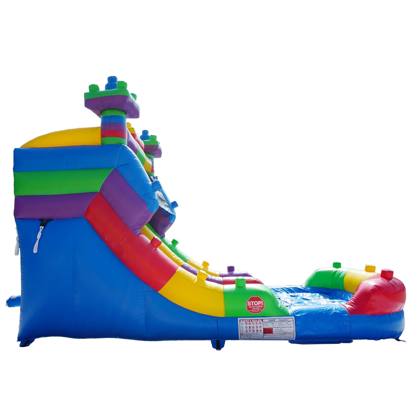Semi Commercial Inflatable Water Slide Bounce House,Outdoors Use,High Slide with Shallow Pool,PVC Building Blocks Theme