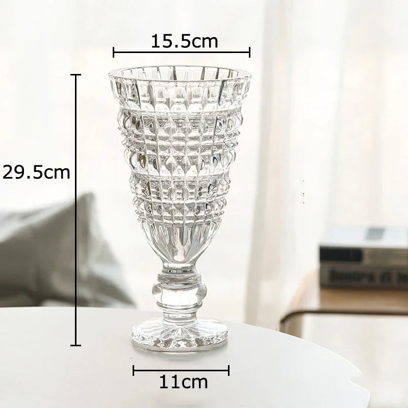 Goblet Shaped Transparent Glass Vase Desk Decoration Flower Arrangement Hydroponics Flower Pot Floral Vases Room Aesthetic Decor