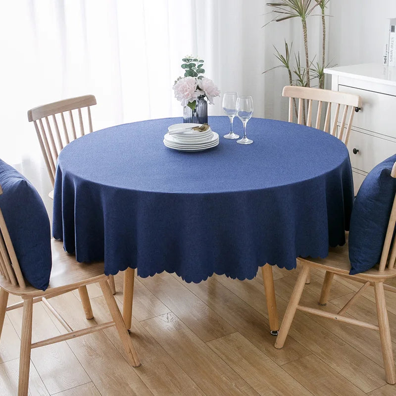 Wedding Round Tablecloth Waterproof And Oil-Proof Solid Color Cotton And Linen Tablecloth Hotel Wedding Dining Table Cloth Decor