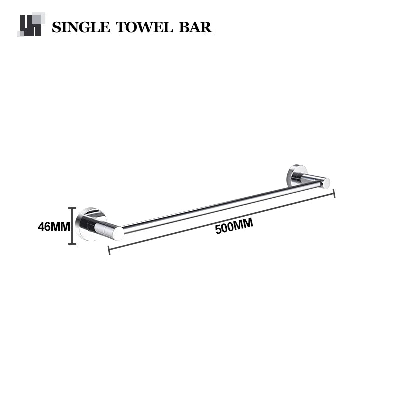 Bathroom Accessories 304Stainless Steel Hardware Kit Wall Mount Clothe Hook Paper Holder Towel Bar Toilet Brush Holder Soap Dish
