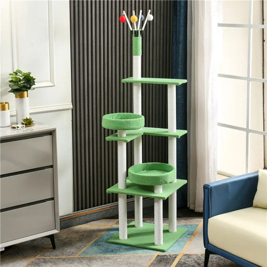 Multi Level Cat Condo Indoor Cat Furniture Luxury Plush Cat Tree Climbing Frame With Scratching Posts Board For Living Room
