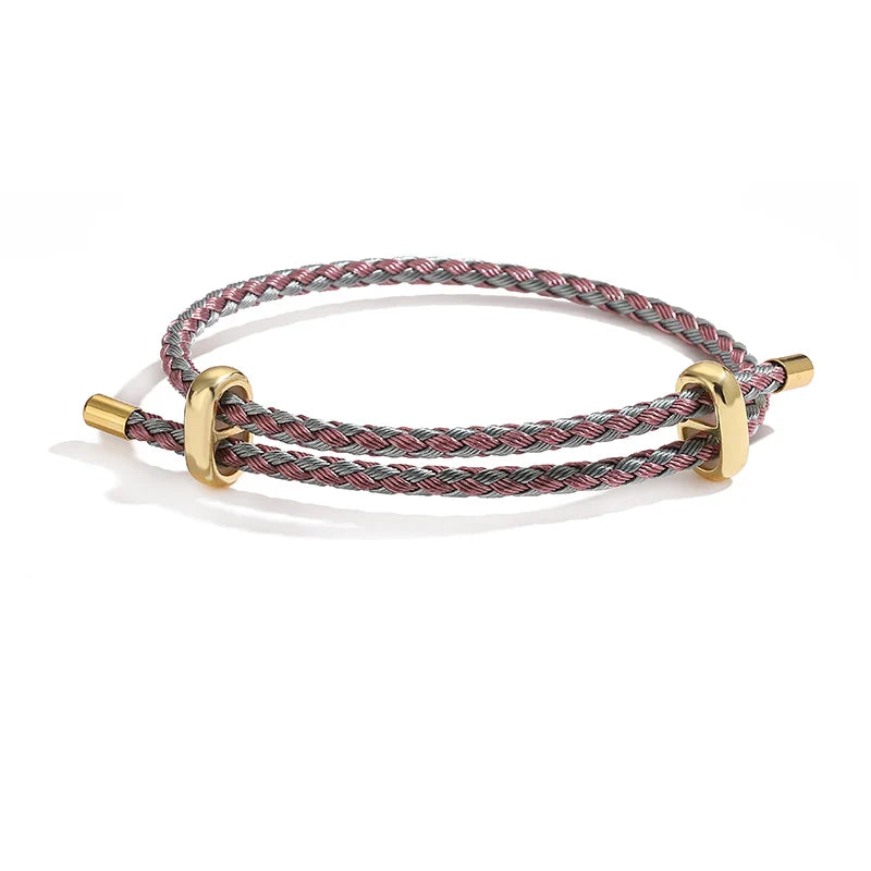 HECHENG,Colourful Steel Wire Adjustable Retractable Bracelet Handmade Braided Rope Couple Bracelet Men Women Jewellery String