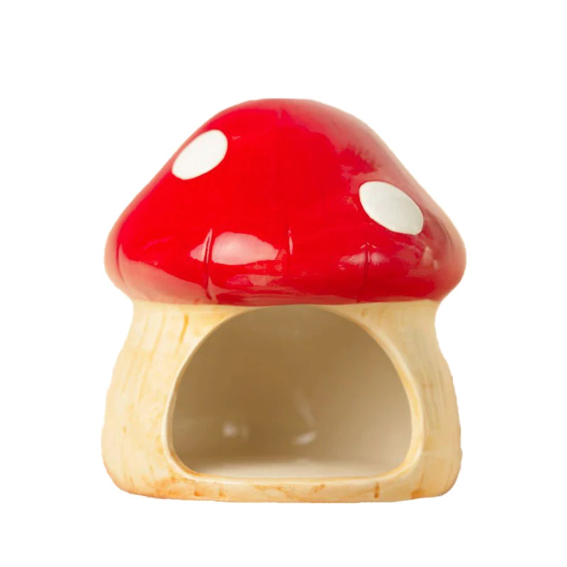 2023 Cute Ceramic Mushroom House Pet Items Hamster Cage Small Pet Bowl For Rabbit Ferret Rat Chinchilla Hedgehog Pet Products