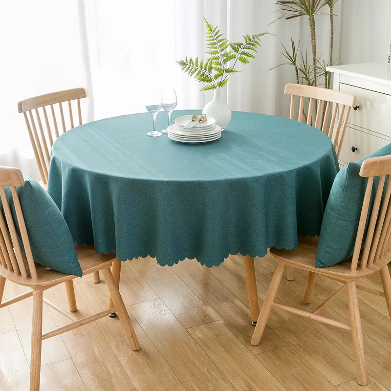 Wedding Round Tablecloth Waterproof And Oil-Proof Solid Color Cotton And Linen Tablecloth Hotel Wedding Dining Table Cloth Decor