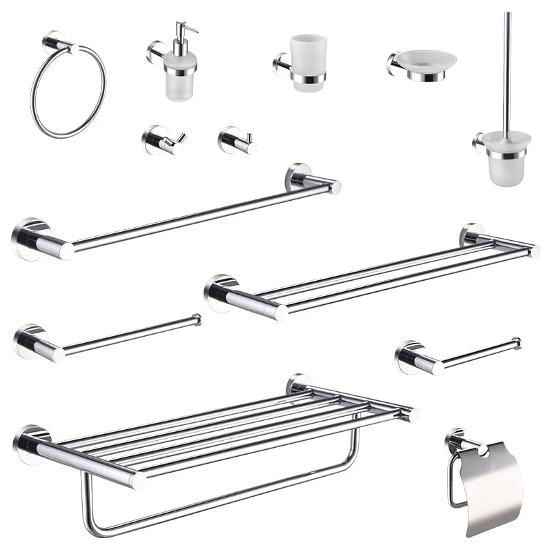 Bathroom Accessories 304Stainless Steel Hardware Kit Wall Mount Clothe Hook Paper Holder Towel Bar Toilet Brush Holder Soap Dish