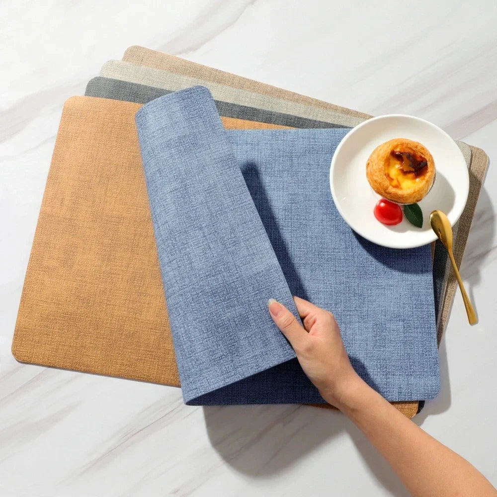 Faux Leather Place Meal Pad Placemats,Dual Sided Dining Table Square Non-Slip Heatproo Waterproof Washable Table Mats.Wholesale